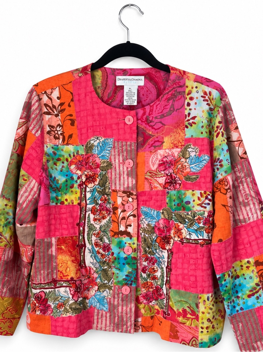 Draper’s & Damons Petites PL Patchwork Floral Art to Wear Jacket